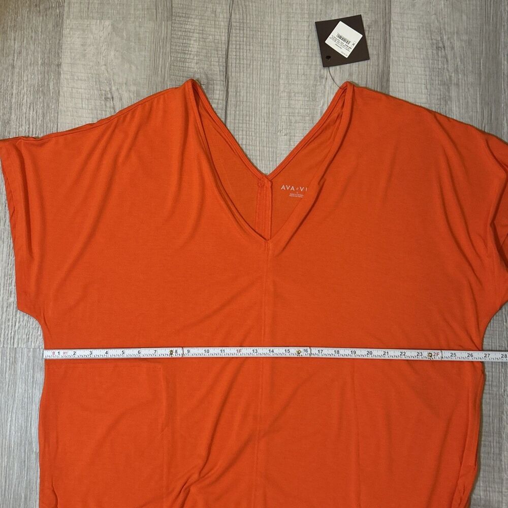 Ava & Viv Plus Size 1X Orange V Neck Dolman Short Sleeve Dress NWT - Picture 8 of 16